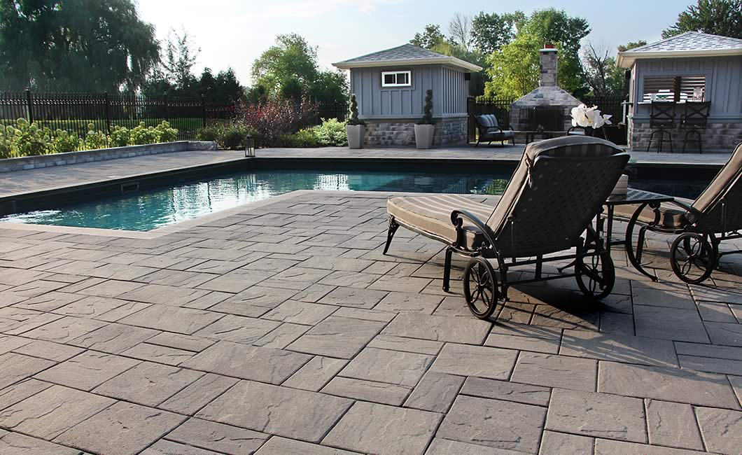 Image of poolside featuring Trevista 50 Textured (Driftwood) product